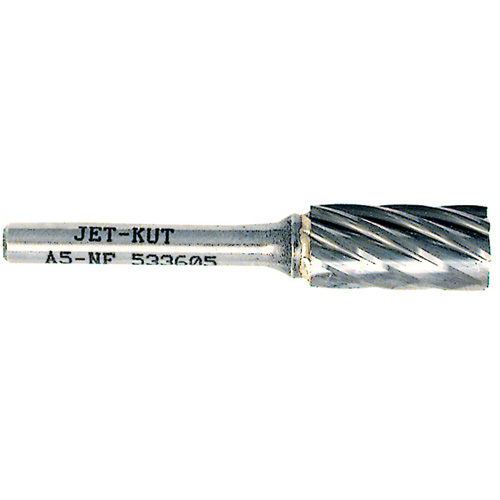 A5-NF JET-KUT&reg; Cylindrical Shape Bur for Aluminum/Non-ferrous Materials, 1/2" Dia., 1/4" Shank Action Paper
