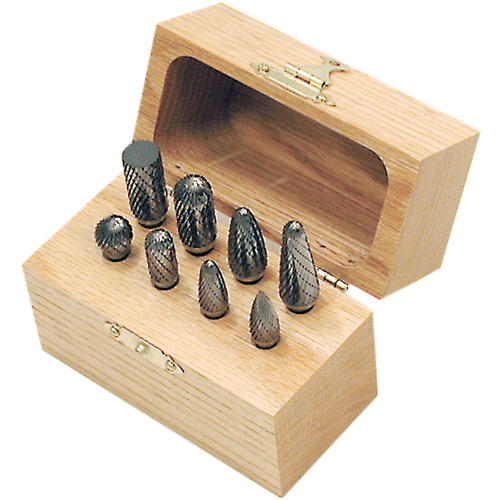 CBK-8 Carbide Bur Set in Wooden Box, 8 Pieces Action Paper