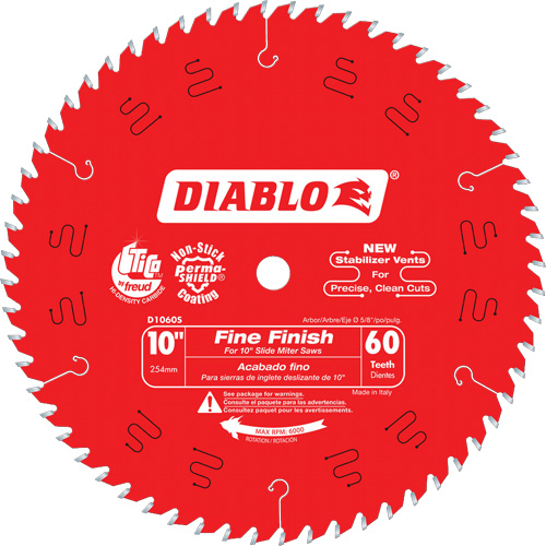 Contractor Saw Blades - Fine Finishing Saw Blades, 10", 60 Teeth, Wood Use Action Paper