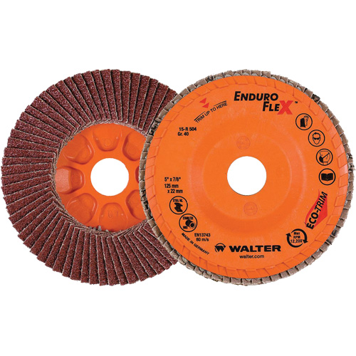 Disque &agrave; lamelles Enduro-Flex, 5" x 7/8", Type 27, Grain 40, Alumine de zirconium Action Paper