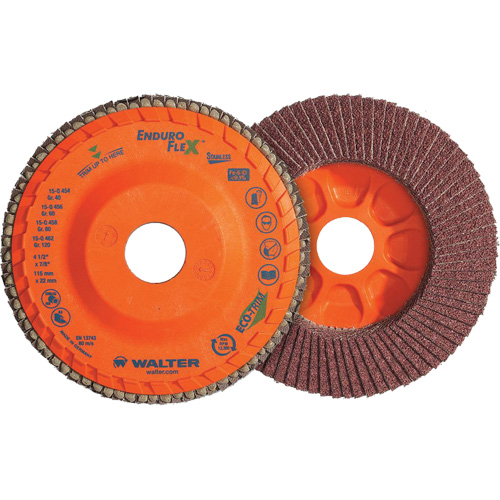 Disque &agrave; lamelles Stainless Enduro-Flex, 4-1/2" x 7/8", Type 27, Grain 120, Alumine de zirconium Action Paper