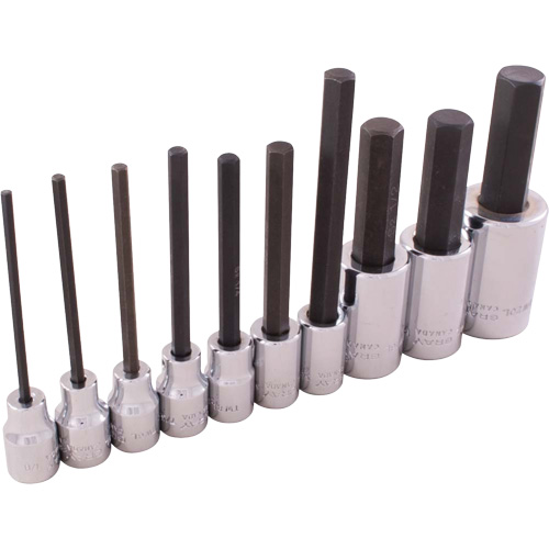 SAE Hex Head Socket Set, Hex, 1/2"/3/8" Drive, 10 Pcs Action Paper