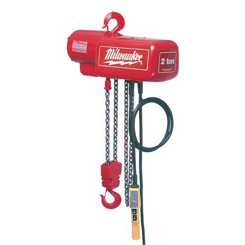 Electric Chain Hoist, 15' Lift, 1000 lbs. (0.5 tons) Capacity, 16 FPM Action Paper