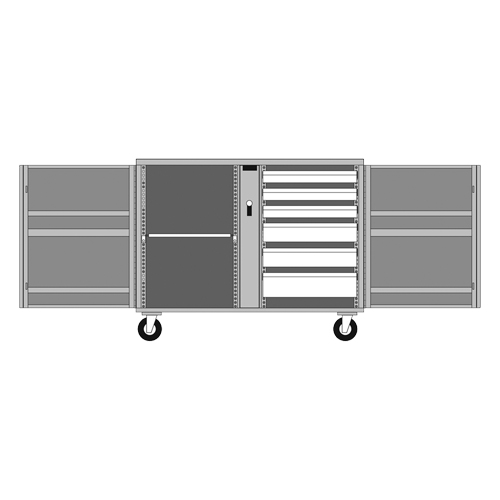 Rolling Work Bench, 49-7/8" W x 40-5/8" H x 26-7/8" D, 24.6 Cubic Feet Capacity Action Paper