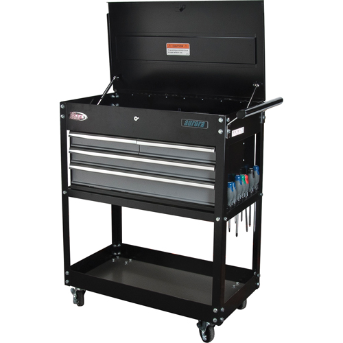 Utility Cart, 4 Drawers, 18" L x 33" W x 39" H, Black Action Paper