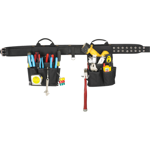 20 Pocket Tool Belt Combo, Polyester, Black Action Paper
