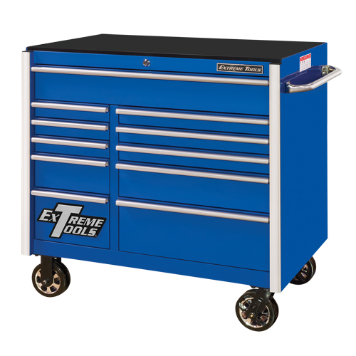 RX Series Rolling Tool Cabinet, 11 Drawers, 41-1/2" W x 25-1/2" D x 40-1/2" H, Blue Action Paper