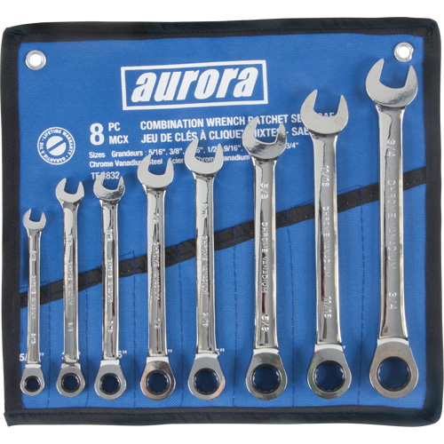 Fixed Head Wrench Set, Combination, 8 Pieces, Imperial Action Paper