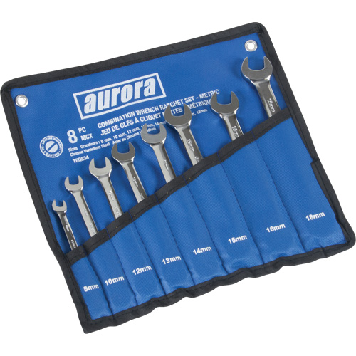 Fixed Head Wrench Set, Combination, 8 Pieces, Metric Action Paper