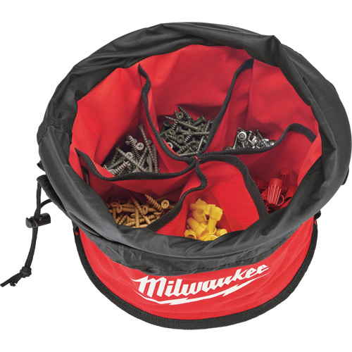 Sac range-tout style parachute, 11-4/5" lo x 11-4/5" la x 11" h, Nylon, Noir/Rouge Action Paper