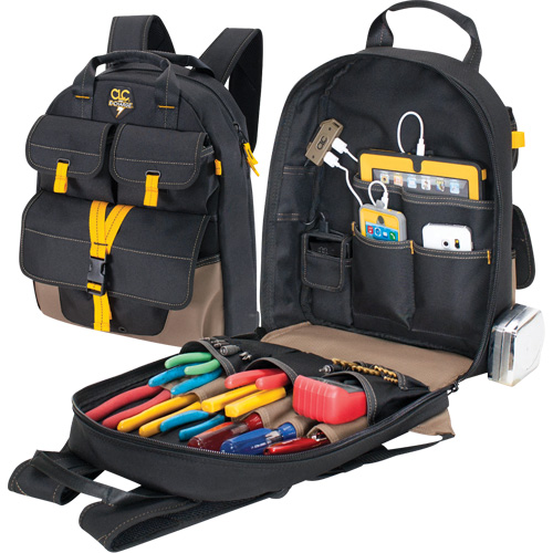 E-Charge Back Pack, 13-1/2" L x 5-1/4" W, Black, Polyester Action Paper