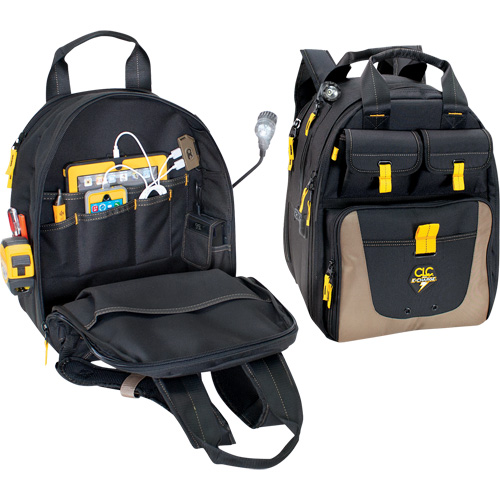 Sac &agrave; dos avec prises de recharge pour appareils &eacute;lectroniques, 15" lo x 10-1/2" la, Noir, Polyester Action Paper