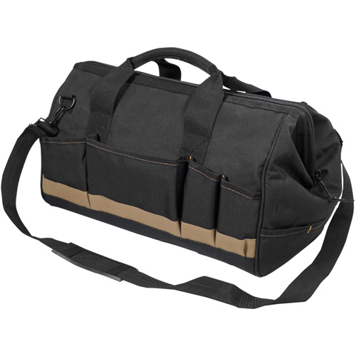 MEGAMOUTH Tool Bag, Polyester, 25 Pockets, Black Action Paper