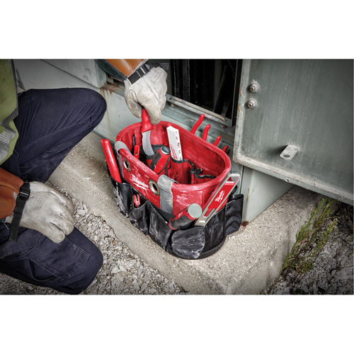 Sac ovale utilitaire, Nylon balistique, 24 pochettes, Noir/Rouge Action Paper