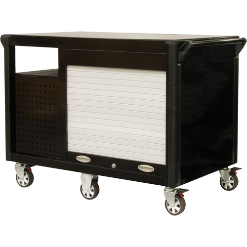 Industrial Cart, 12 Drawers, 31-5/8" L x 52-1/2" W x 40-1/4" H, Black/Orange Action Paper