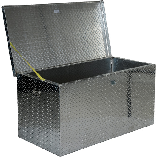 Aluminum Treadplate Portable Tool Box, 25-1/16" D x 49-1/4" W x 24" H, Silver Action Paper
