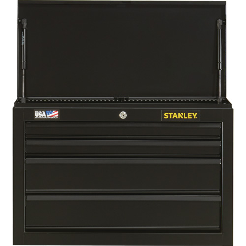 100 Series Tool Chest, 26" W, 4 Drawers, Black Action Paper