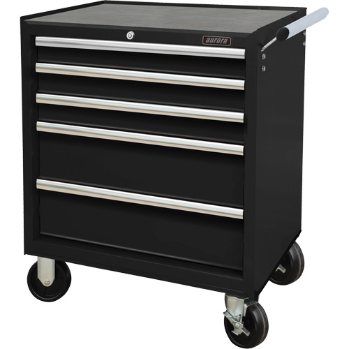 Industrial Tool Cart, 5 Drawers, 27" W x 18-3/4" D x 31-1/2" H, Black Action Paper