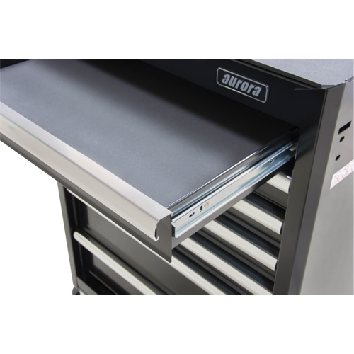 Industrial Tool Cart, 7 Drawers, 27" W x 18-3/4" D x 39" H, Black Action Paper