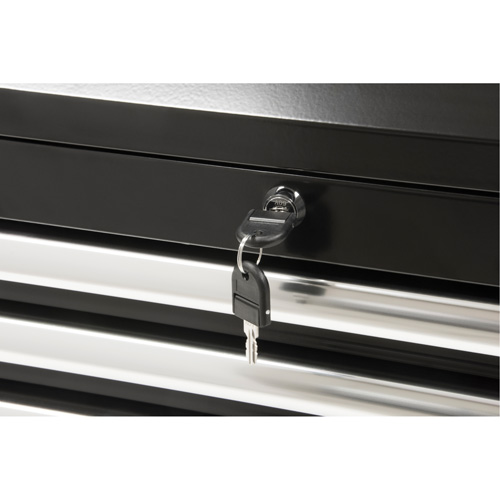 Industrial Tool Chest, 26" W, 4 Drawers, Black Action Paper