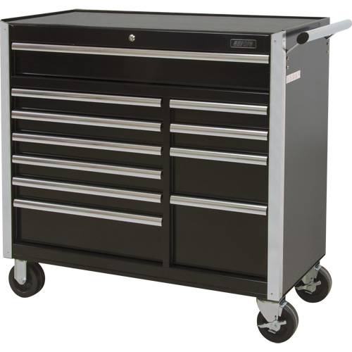 Industrial Tool Cart, 11 Drawers, 41" W x 18-3/4" D x 39-1/3" H, Black Action Paper