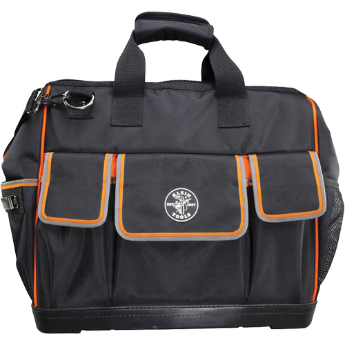 Tradesman Pro Wide-Open Tool Bag, Ballistic Nylon, 42 Pockets, Black Action Paper