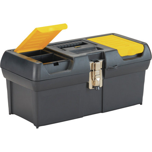 2000 Series Tool Box with Tray, 16" W x 7-1/10" D x 8-1/10" H, Black/Yellow Action Paper