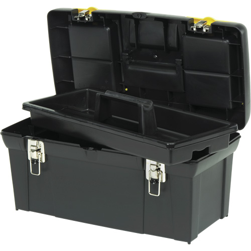 2000 Series Tool Box with Tray, 24" W x 11-1/4" D x 11" H, Black/Yellow Action Paper
