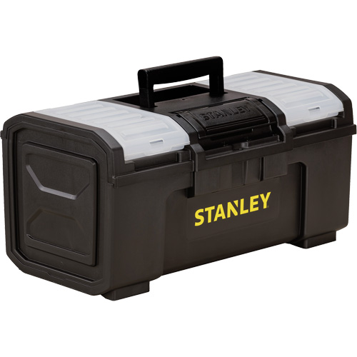 One-Touch Tool Box with Removable Lid Organizers, 19" W x 10-1/2" D x 9-1/5" H, Black Action Paper