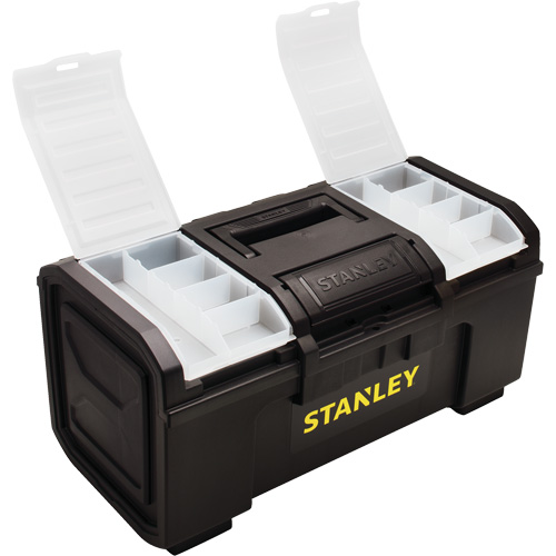 One-Touch Tool Box with Removable Lid Organizers, 19" W x 10-1/2" D x 9-1/5" H, Black Action Paper