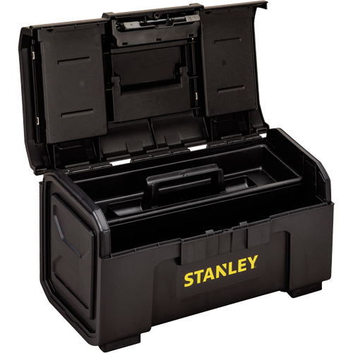 One-Touch Tool Box with Removable Lid Organizers, 19" W x 10-1/2" D x 9-1/5" H, Black Action Paper