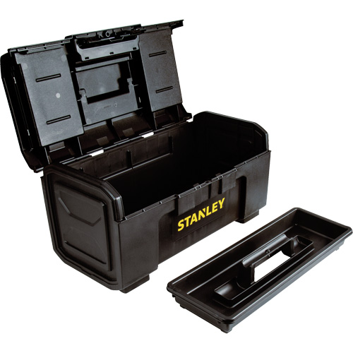 One-Touch Tool Box with Removable Lid Organizers, 19" W x 10-1/2" D x 9-1/5" H, Black Action Paper