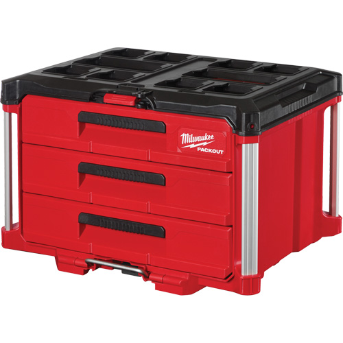 Packout 3-Drawer Tool Box, 16-1/3" x 14-1/3" x 22-1/5", Black/Red Action Paper