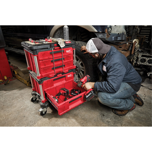 Packout 3-Drawer Tool Box, 16-1/3" x 14-1/3" x 22-1/5", Black/Red Action Paper