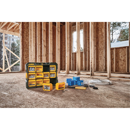 Flip-Bin Organizer, 3-7/8" W x 17-3/4" D x 13-7/8" H, Black/Yellow Action Paper