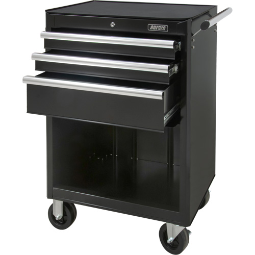 Industrial Tool Cart, 3 Drawers, 29-4/5" W x 21-1/5" D x 38-4/5" H, Black Action Paper