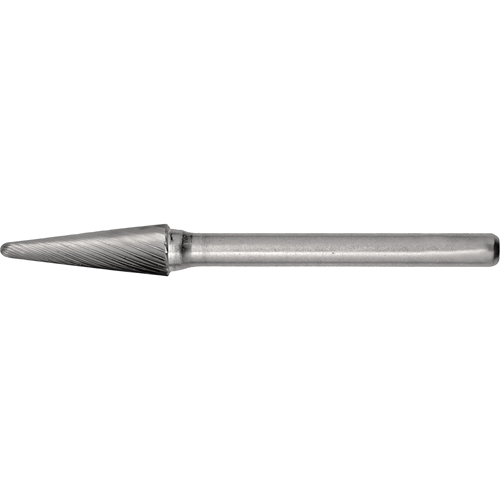 Solid Carbide Burrs - Taper Shape Radius End 14°, 1/4" Shank Action Paper