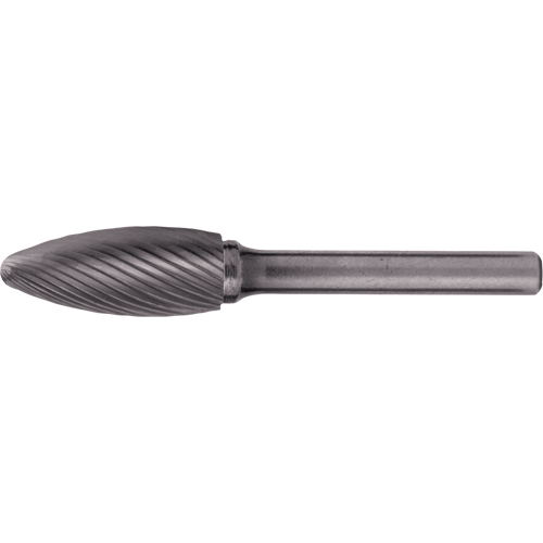 Solid Carbide Burrs - Flame Shaped, 1/2" Dia., 1/4" Shank Action Paper