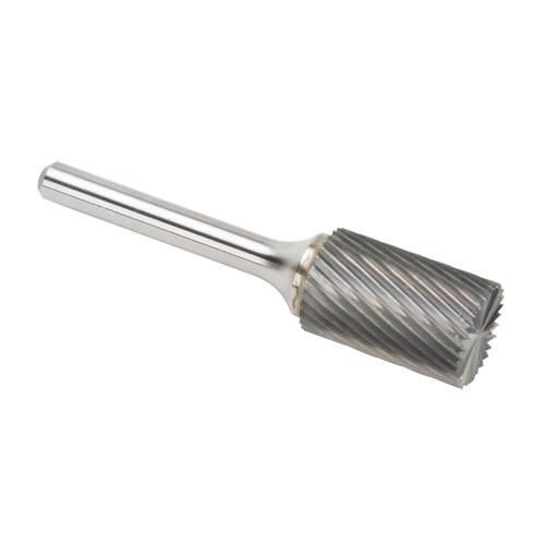 Solid Carbide Burrs - Cylinder Shape with End Cut, SB-6, 3/5" Dia., 1/4" Shank, 24.4 mm Depth of Cut Action Paper