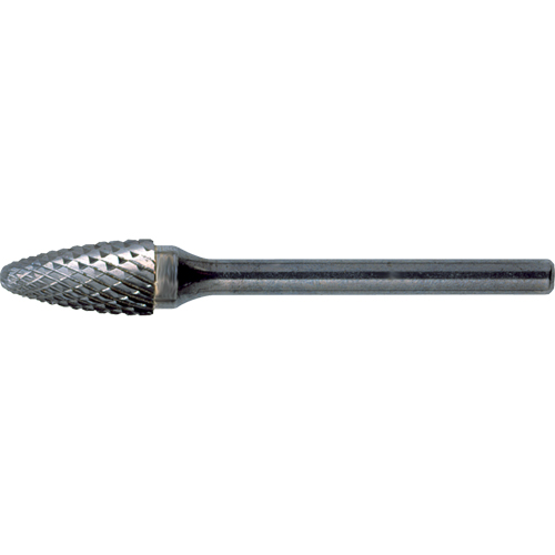 CLEVELAND Solid Carbide Burrs - Tree Shape with Ball Nose, SF-1, 1/4" Dia., 5/8" Depth of Cut Action Paper