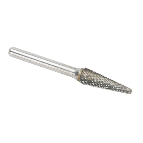 Solid Carbide Burrs - Taper Shape Radius End 14°, 1/4" Shank Action Paper