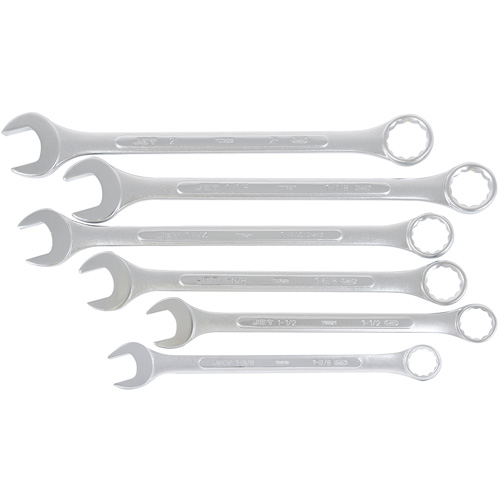 Fully Polished Long Pattern Combination Wrench Set, Combination, 6 Pieces, Imperial Action Paper