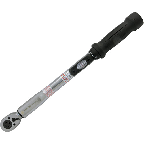 Heavy-Duty Slim Head Torque Wrench, Click, 3/8" Square Drive, 10 - 80 ft-lbs. Action Paper