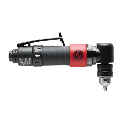 Pneumatic Reversible Angle Drill, 3/8" Chuck, 1/4" NPT Air Inlet, 2000 No Load RPM Action Paper