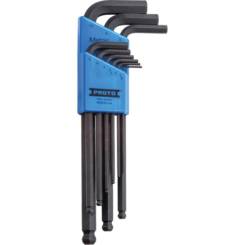 Round Head Hex Key Set, 9 Pcs., Metric Action Paper