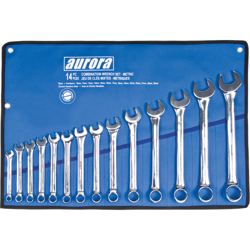 Wrench Set, Combination, 14 Pieces, Metric Action Paper