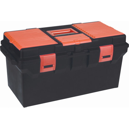 Plastic Tool Box, 22" W x 11" D x 10-1/2" H, Black Action Paper