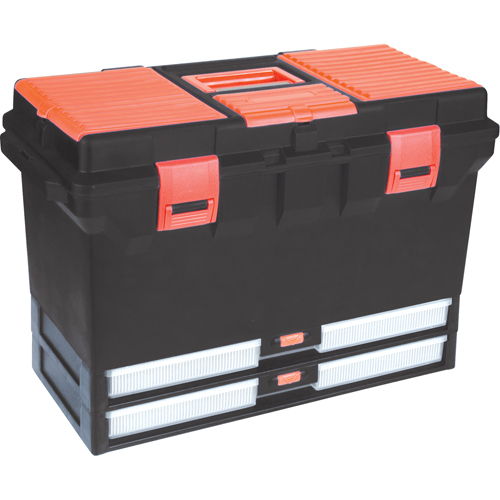 Plastic Tool Box, 22" W x 11" D x 14-1/2" H, Black Action Paper
