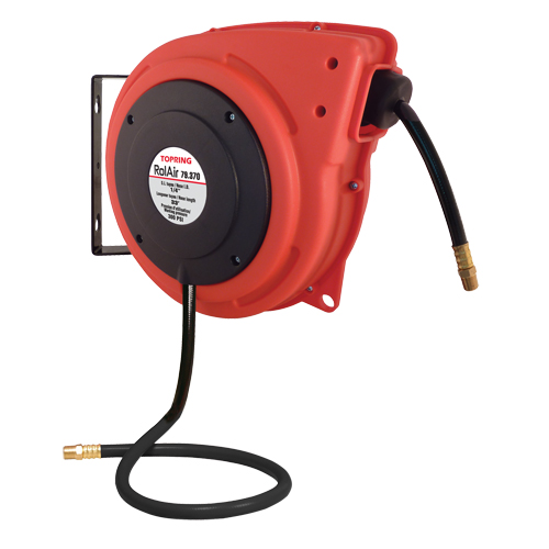 Rolair Automatic Rewind Hose Reel With PVC Hose, Air, 3/8" x 30', Single Hose, 300 psi Action Paper
