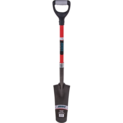 Heavy-Duty Drain Spade, Carbon Steel, 14" x 5-1/2" Blade, 29" L, D-Grip Handle Action Paper